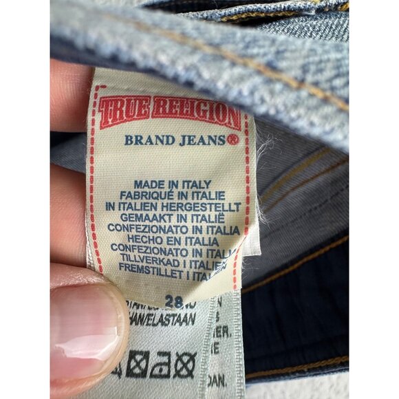 True Religion Womens Lauren Denim Shorts Size 28 Distressed Look Made In Italy N - Picture 5 of 16